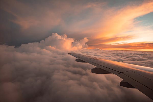 Aircraft tails at sunset